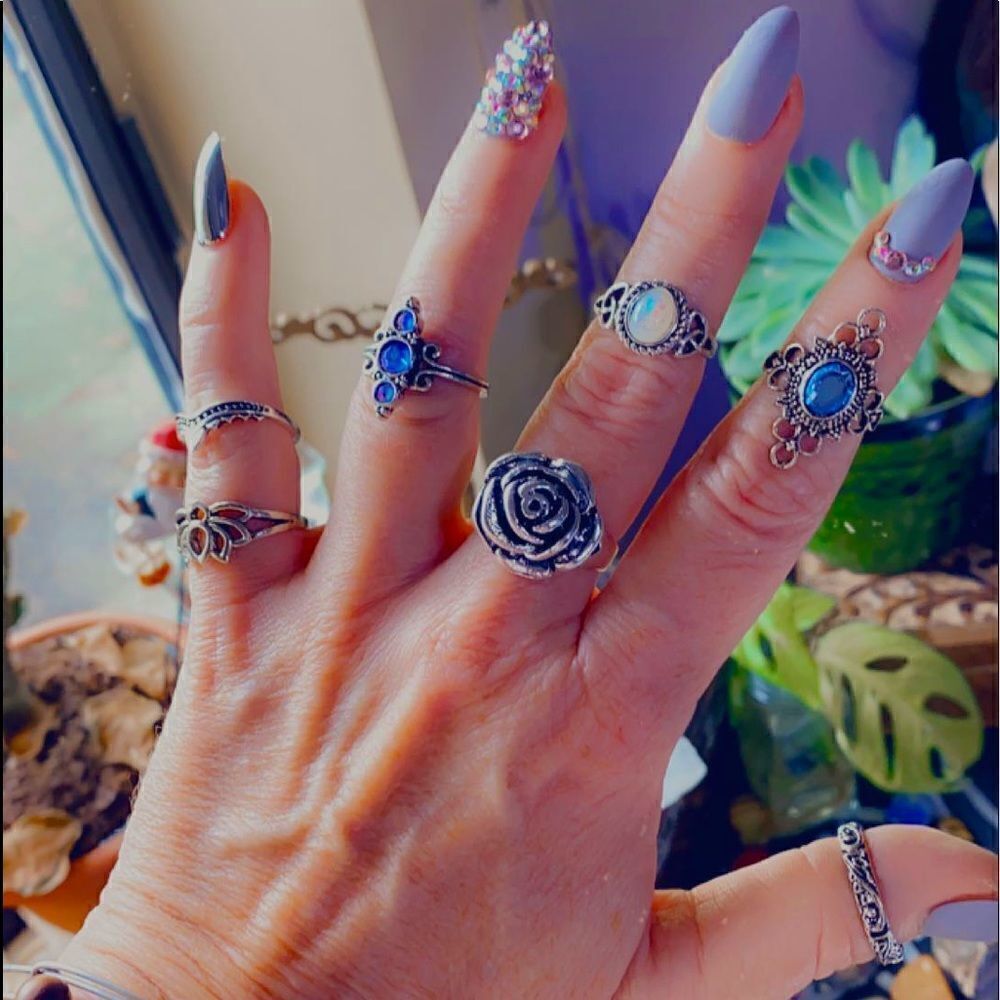 Boho Festival 7 Piece Ring Set